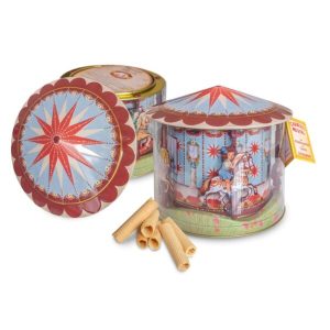 LATA CARRUSEL MUSICAL CABALLITOS MINI BARQUILLOS CANELA 160g